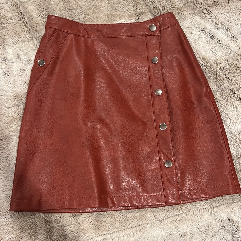 Terra Cott Leather Burgundy Skirt from Urban Outfitters
